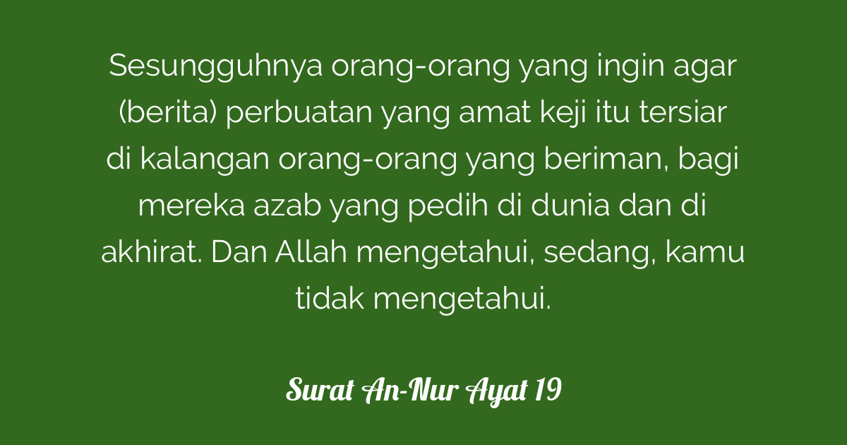 Surat An Nur Ayat 19 Tafsirq