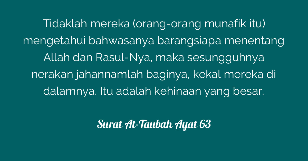 Arti Surat At Taubah Ayat 63