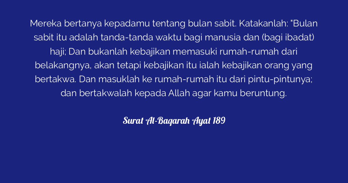 Surat Al Baqarah Ayat 189 Tafsirq Com