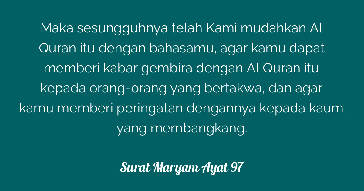 Surat Maryam Ayat 97 Tafsirqcom