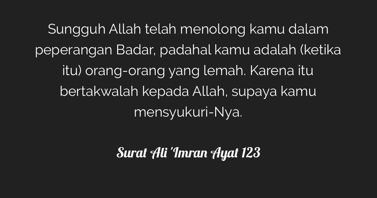 Surat Ali Imran Ayat 123 Tafsirq Com
