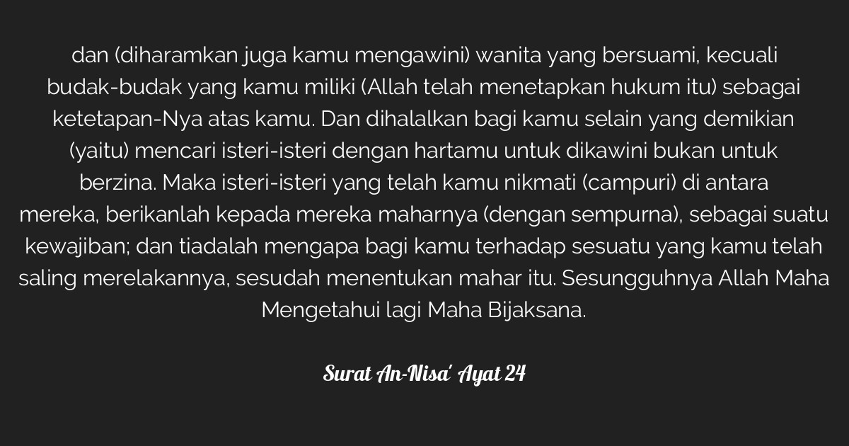 Surat An Nisa Ayat 24 Tafsirqcom