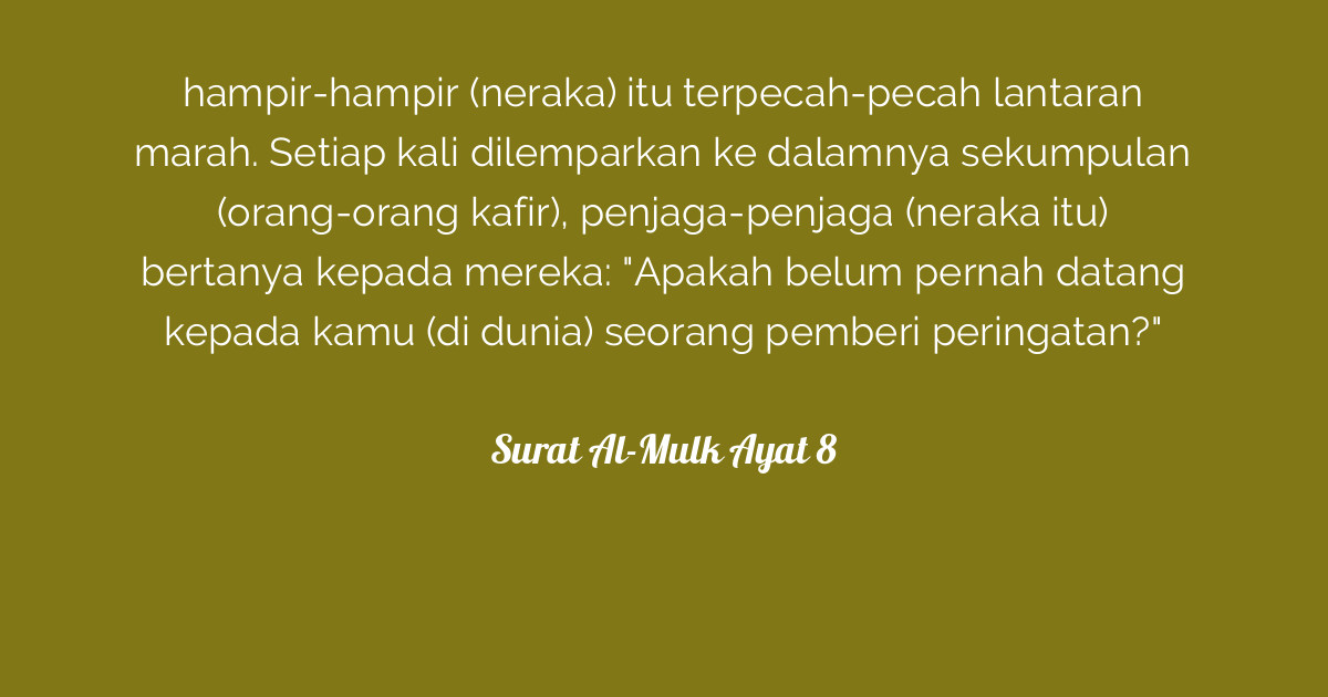 Surat Al Mulk Ayat 8 Tafsirqcom