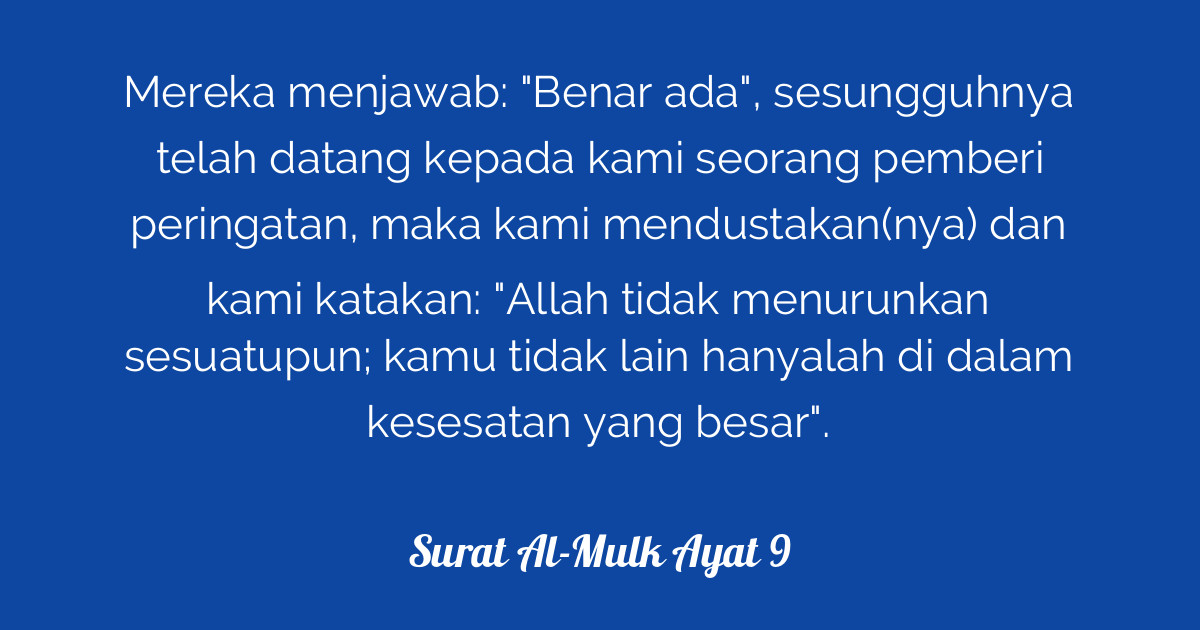 Surat Al Mulk Ayat 9 Tafsirqcom