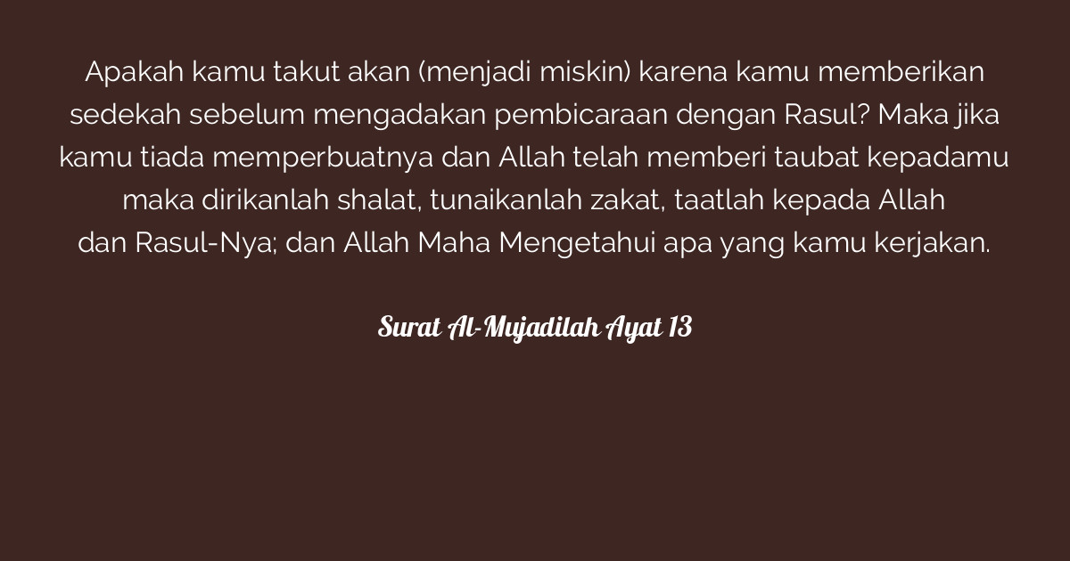 Surat AlMujadilah Ayat 13